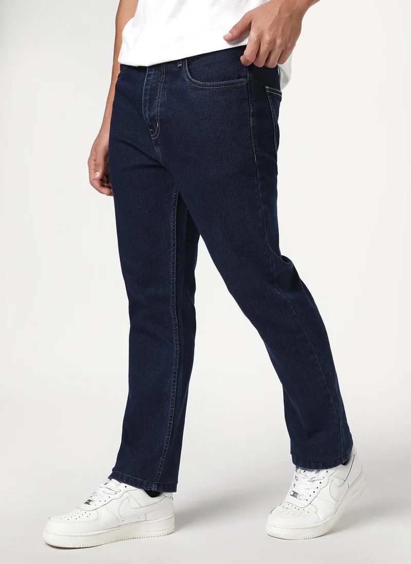 Urbano Fashion  Urbano Fashion Men's Blue Straight Fit Heavy Washed Denim Jeans Stretchable for Men | Best Price UAE